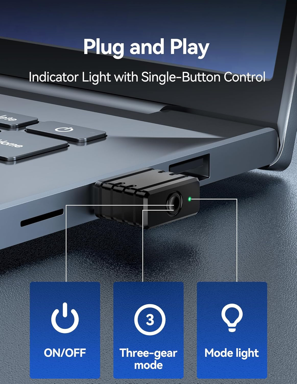Mouse Jiggler Undetectable USB Mover Device with 3 Modes, Color LED Indicator, Plug & Play to Keep PC Laptop Awake, One Button Control, No Interference