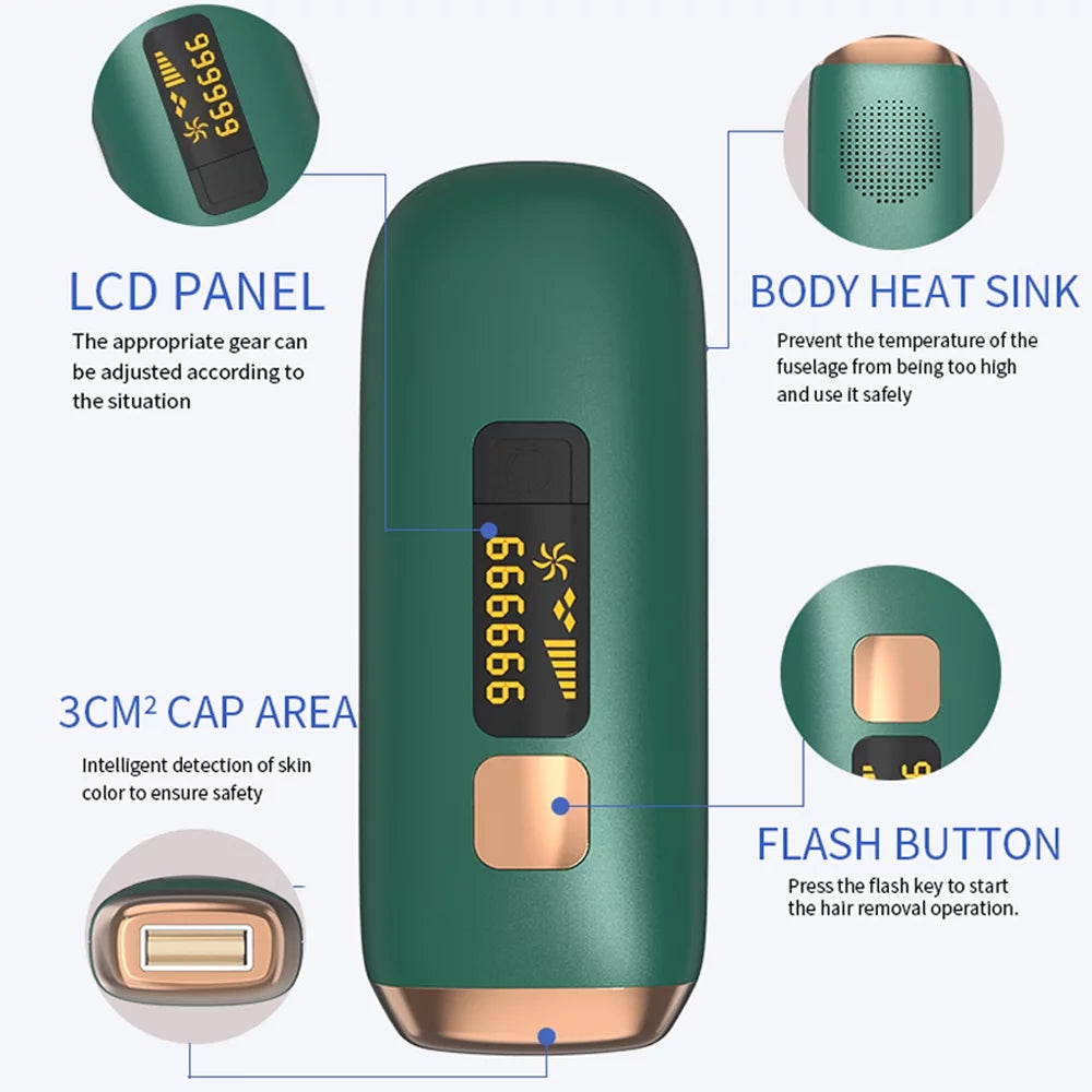 Laser Hair Removal for Women and Men with Cooling System,Upgraded to 990,000 Flashes Hair Removal Device on Facial Legs(Green)