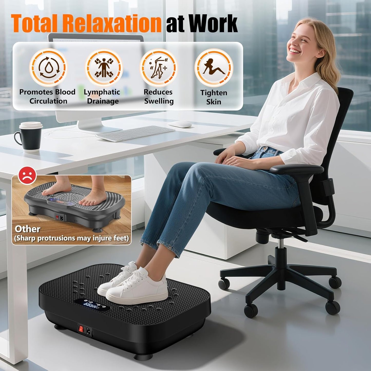 Vibration Plate Exercise Machine, 2025 Upgraded Fitness Vibrating Lymphatic Drainage Full Body Workout Shaker for Weight Loss, Featuring a 330 Lbs Capacity Vibrate Fitness Platform with 8 Modes