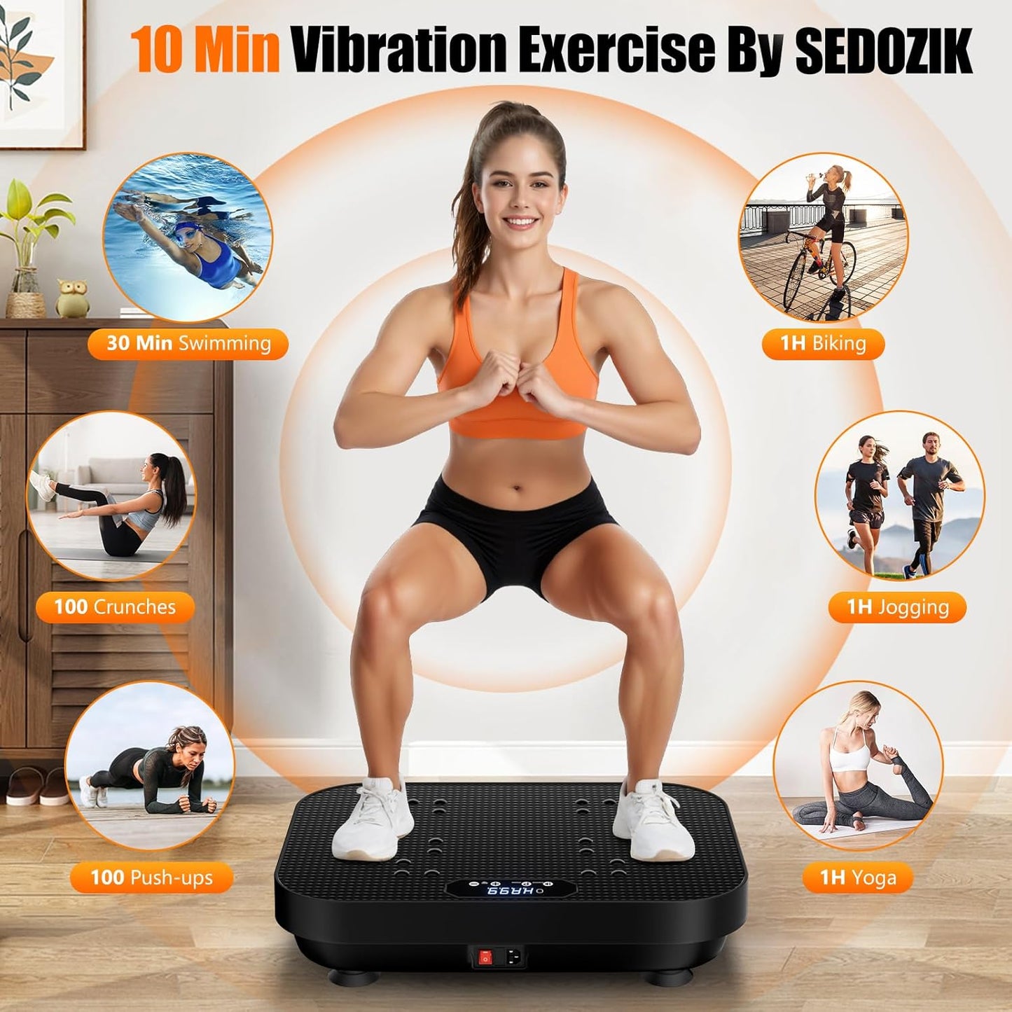 Vibration Plate Exercise Machine, 2025 Upgraded Fitness Vibrating Lymphatic Drainage Full Body Workout Shaker for Weight Loss, Featuring a 330 Lbs Capacity Vibrate Fitness Platform with 8 Modes