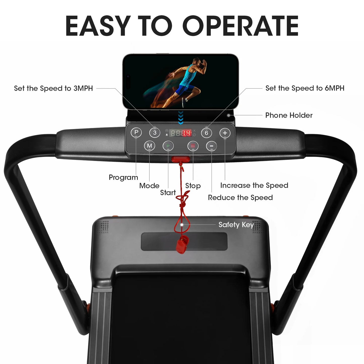 2.5HP Walking Pad Treadmill, Space-Saving under Desk Treadmill with Remote Control for Home & Office, 265 LBS