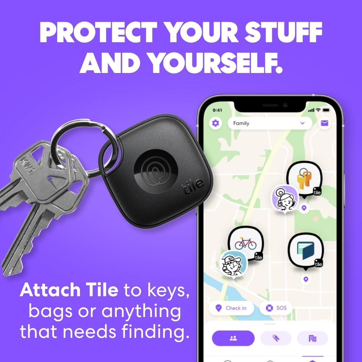 by Life360 Mate - Bluetooth Tracker, Keys Finder and Item Locator for Keys, Bags and More. Phone Finder. Both Ios and Android Compatible. 1-Pack (Black)
