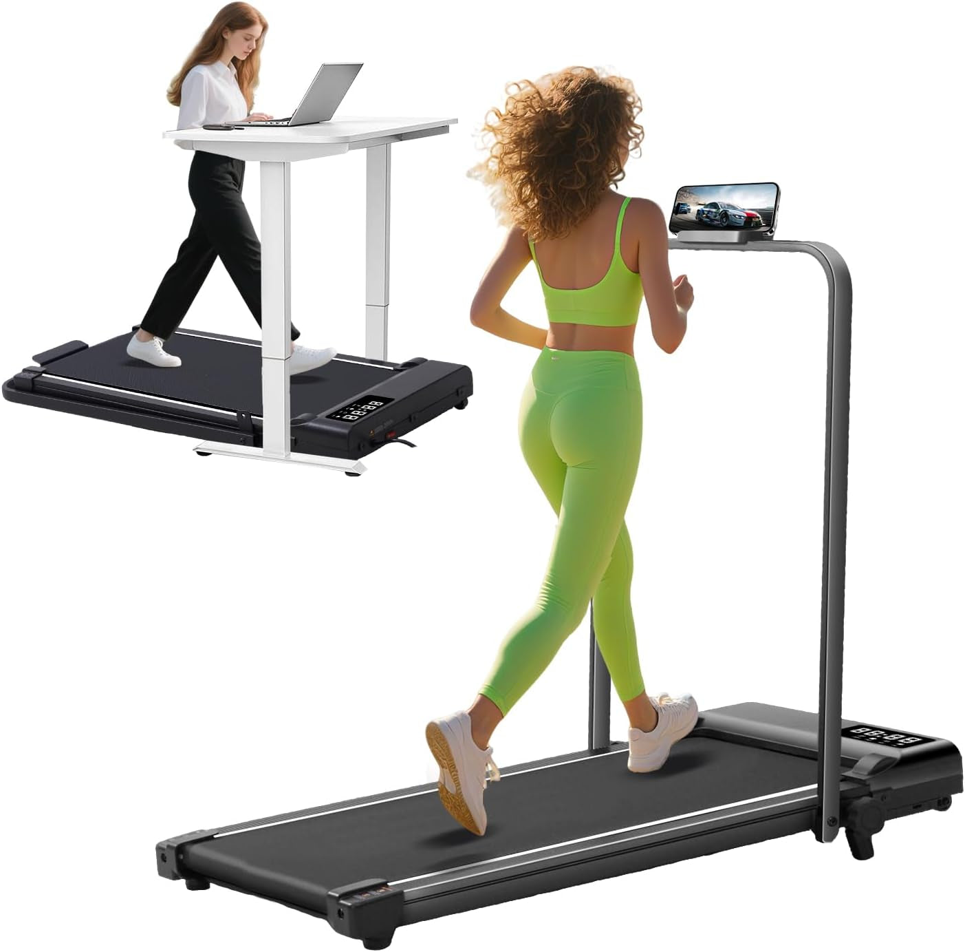 Walking Pad with Incline and Handle Bar, 3.0HP Portable Electric Compact Walking Pads Treadmills with Handles for Home Small Spaces, Small Treadmill with Incline, 320 Lbs Capacity, 0.6-6.2MPH