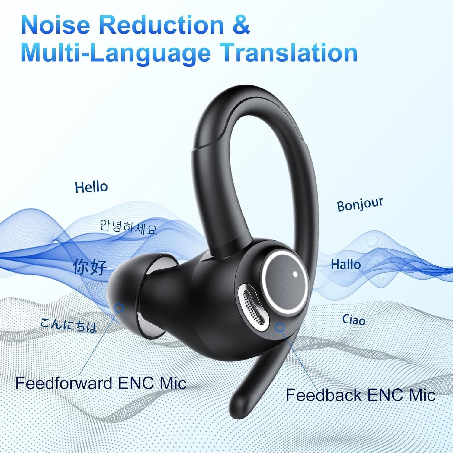 AI Translation Earbuds Real Time, 164 Language Translator Earbuds, 3-In-1 Bluetooth 5.4 Translation Headphones with 5 Translation Modes, 48H AI Ear Buds Translator Device for Business/Learning/Travel