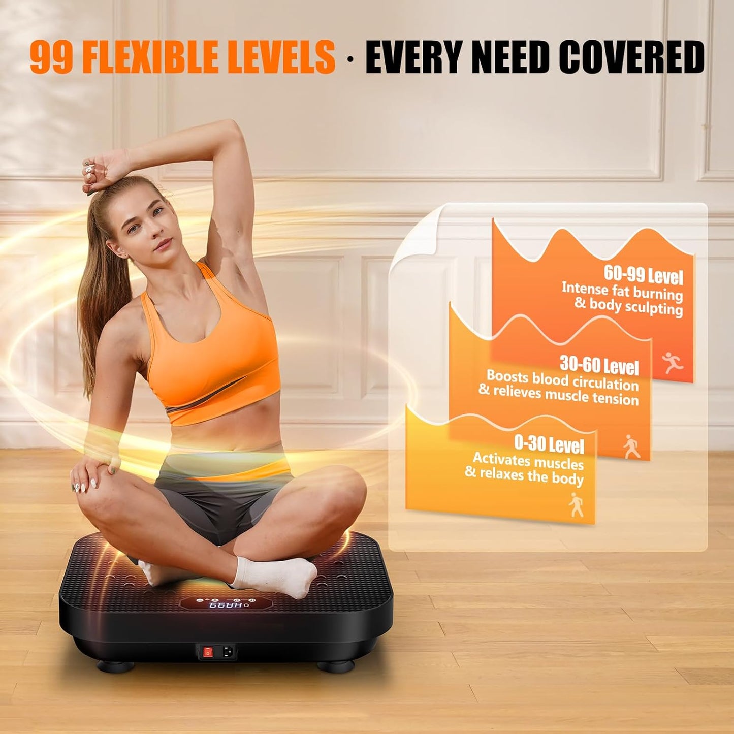 Vibration Plate Exercise Machine, 2025 Upgraded Fitness Vibrating Lymphatic Drainage Full Body Workout Shaker for Weight Loss, Featuring a 330 Lbs Capacity Vibrate Fitness Platform with 8 Modes