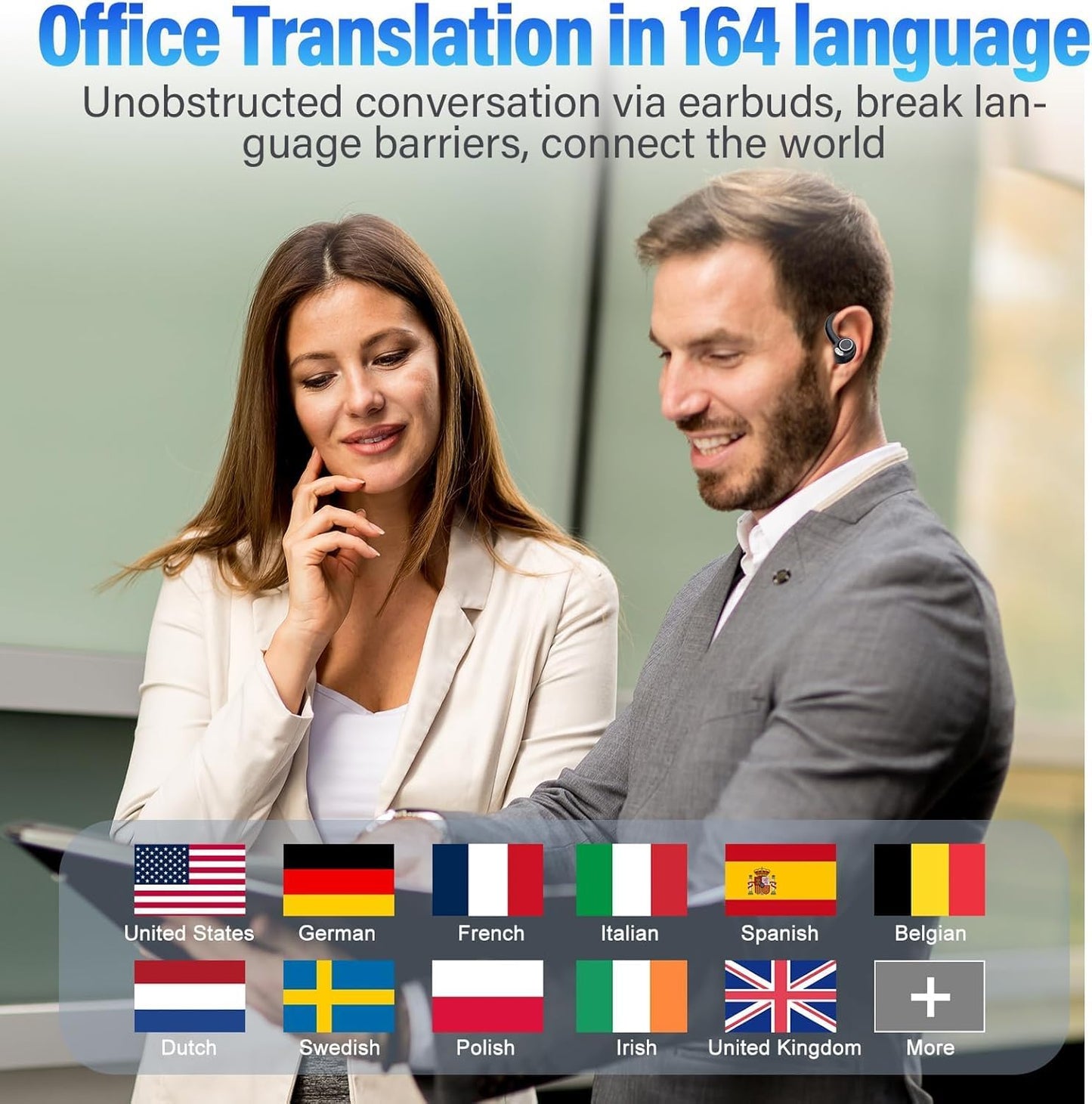 AI Translation Earbuds Real Time, 164 Language Translator Earbuds, 3-In-1 Bluetooth 5.4 Translation Headphones with 5 Translation Modes, 48H AI Ear Buds Translator Device for Business/Learning/Travel