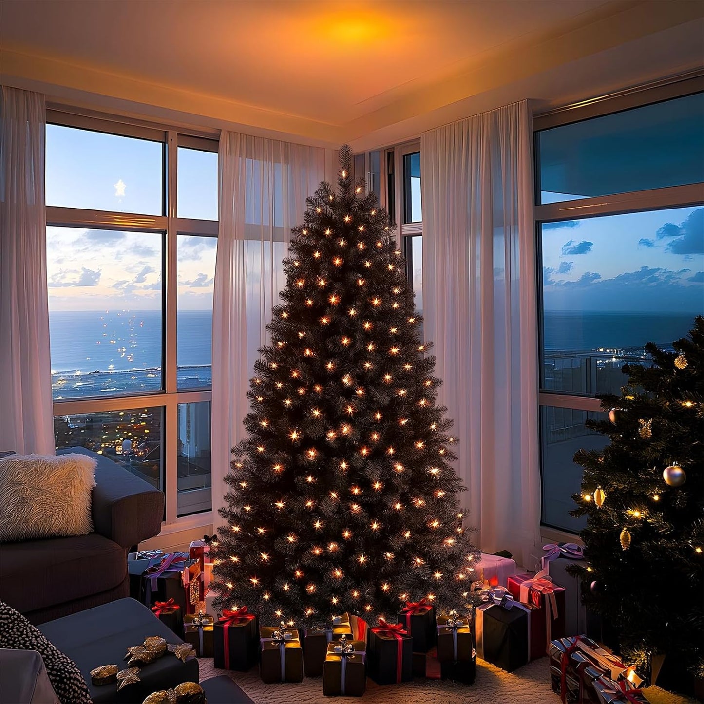 7.5Ft Prelit Premium Artificial Classic Spruce Christmas Tree with Pre-Lit 350 Warm White Lights, 1170 Branch Tips and Foldable Stand, Perfect Choice for Xmas Decoration, 7.5 Ft, Green