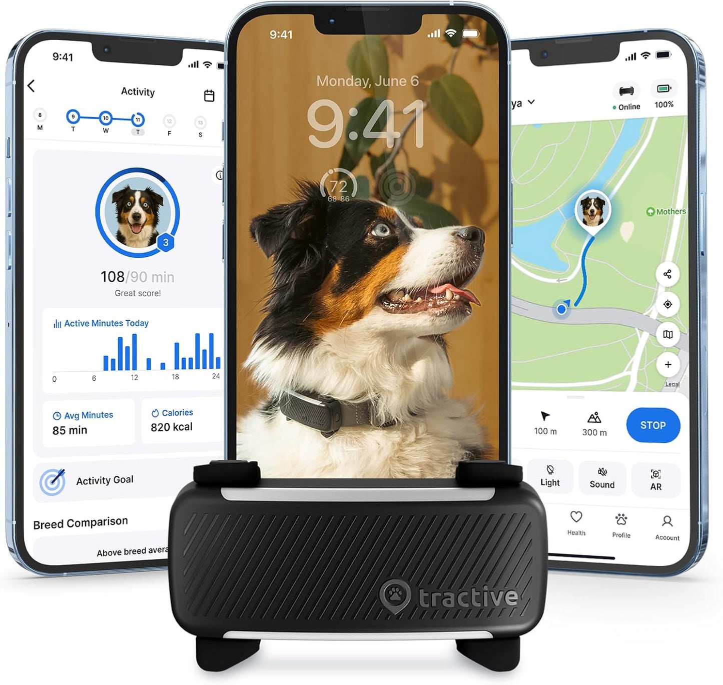 Smart Dog GPS Tracker | Live Pet Tracker with Virtual Fence | Vital Signs Monitoring of Heart & Respiratory Rate | Bark Monitoring | Dog Collar Attachment (Black)