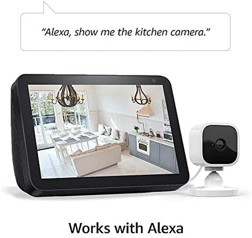 Mini - Compact Indoor Plug-In Smart Security Camera, 1080P HD Video, Night Vision, Motion Detection, Two-Way Audio, Easy Set Up, Works with Alexa – 1 Camera (White)