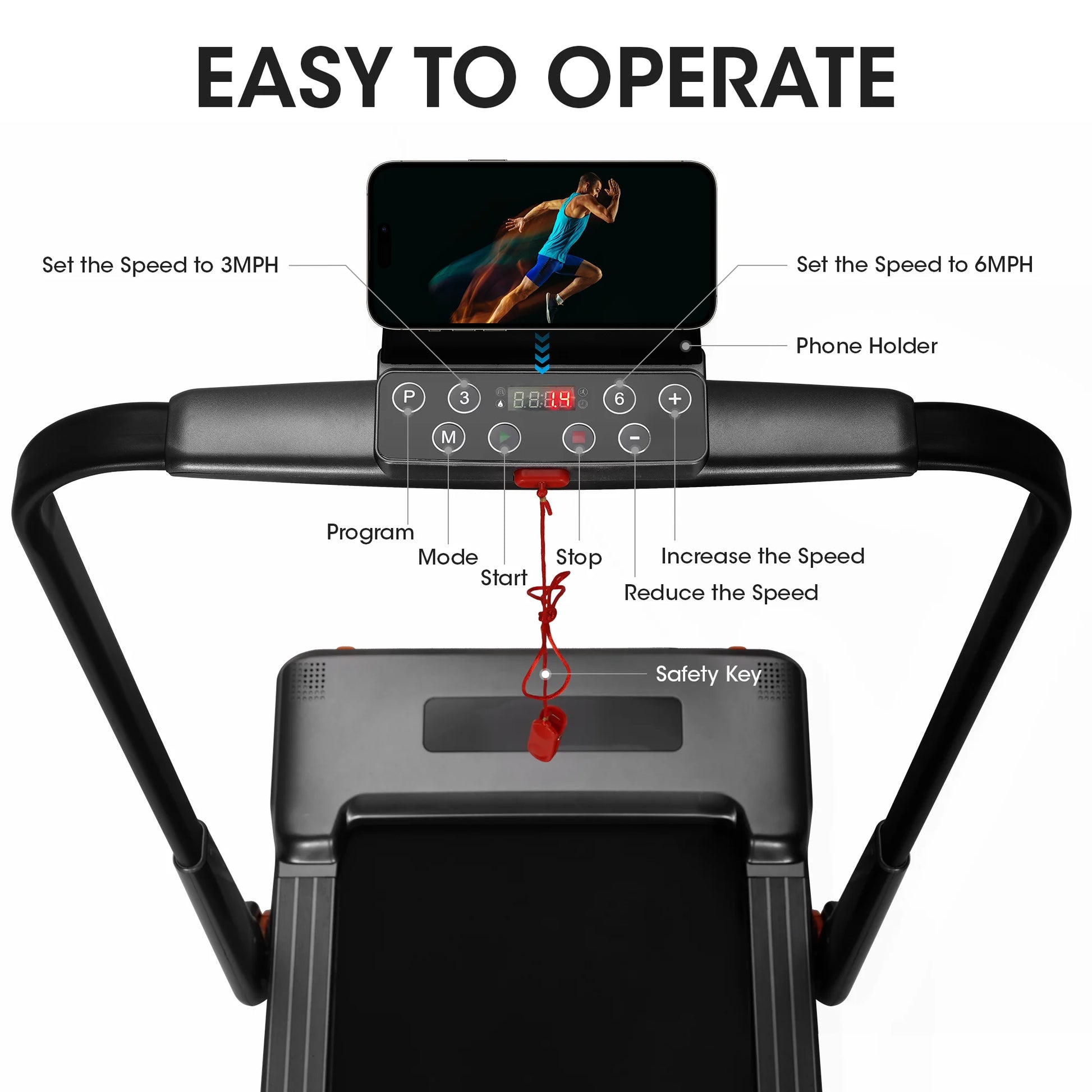 2.5HP Walking Pad Treadmill, Space-Saving under Desk Treadmill with Remote Control for Home & Office, 265 LBS