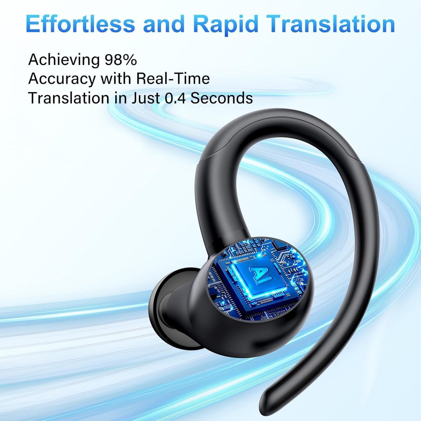 AI Translation Earbuds Real Time, 164 Language Translator Earbuds, 3-In-1 Bluetooth 5.4 Translation Headphones with 5 Translation Modes, 48H AI Ear Buds Translator Device for Business/Learning/Travel