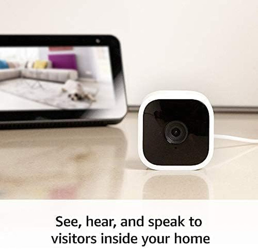 Mini - Compact Indoor Plug-In Smart Security Camera, 1080P HD Video, Night Vision, Motion Detection, Two-Way Audio, Easy Set Up, Works with Alexa – 1 Camera (White)